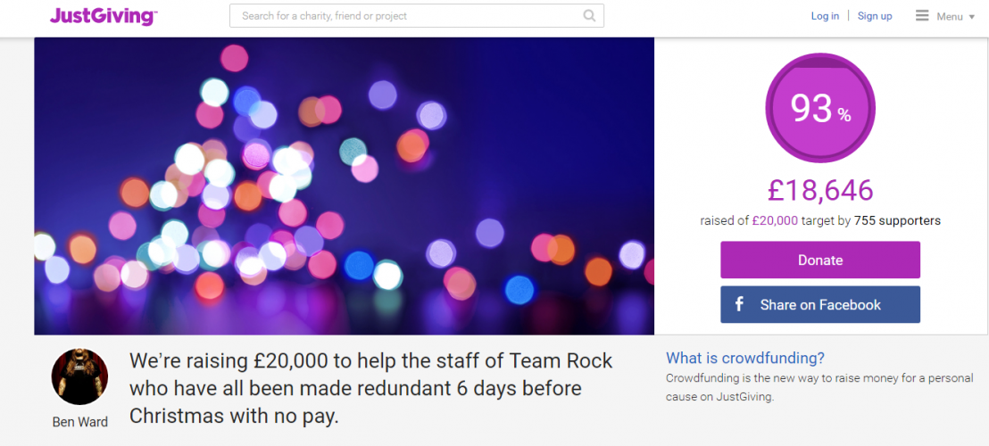Crowdfund Team Rock Administration